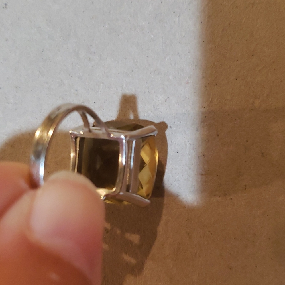 Lemon Quartz 14k White Gold Ring size 7-1/2 - Picture 6 of 8